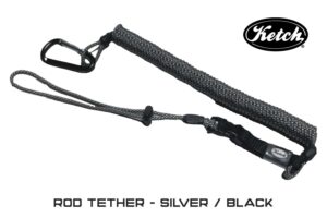 Silver / Black Ketch Rod Tether for securing fishing rods to your kayak.
