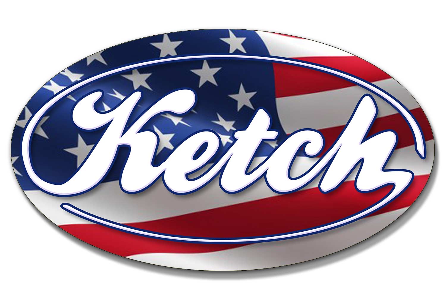 Ketch Oval Sticker USA, American Flag