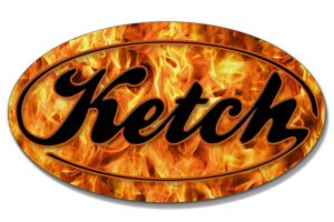 Ketch Oval Sticker Fire