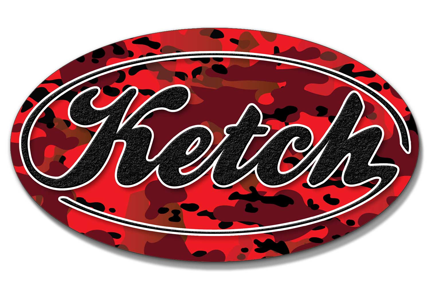 Ketch Oval Sticker Red Camo
