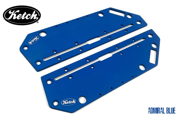 Ketch Admiral Blue Jake Plates, aluminum plate upgrade for Hobie PA 12 and 14 series kayaks.