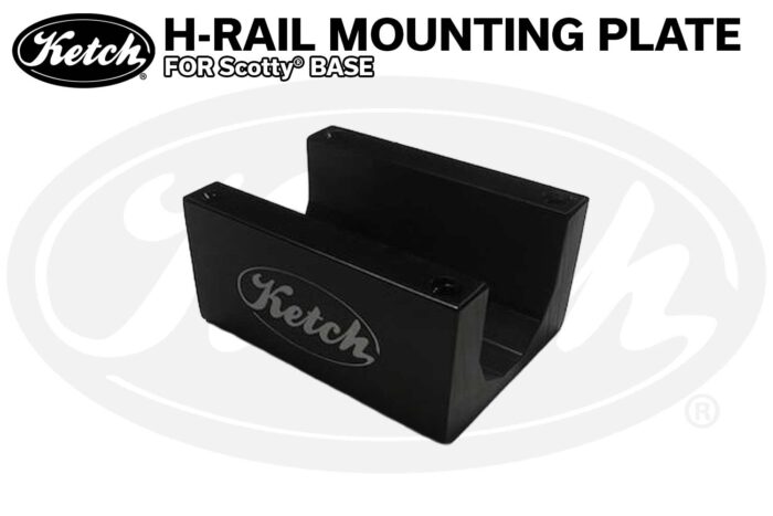 Ketch H-Rail Mounting Plate for Scotty Base showing the midnight black bottom plate.