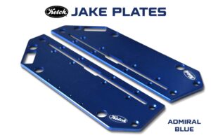 Ketch Admiral Blue Jake Plates, aluminum direct bolt-on replacement upgraded parts for Hobie Pro Angler 12 and 14 kayaks.