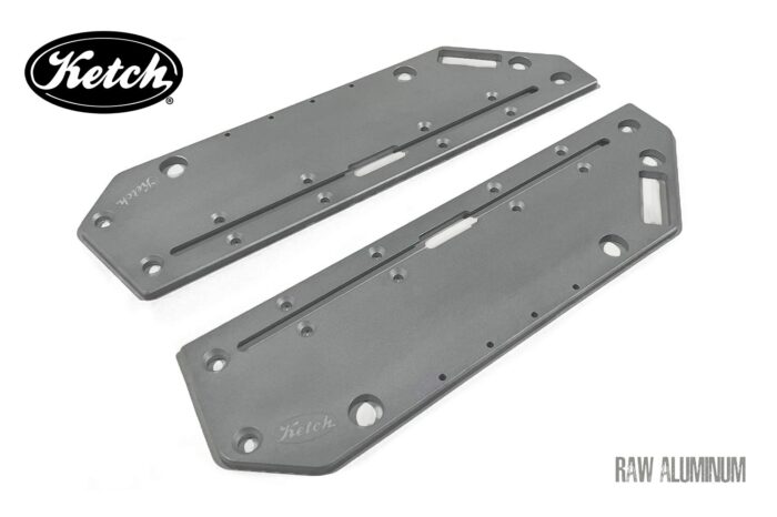 Ketch Raw Aluminum Jake Plates, aluminum plate upgrade for Hobie PA 12 and 14 series kayaks.