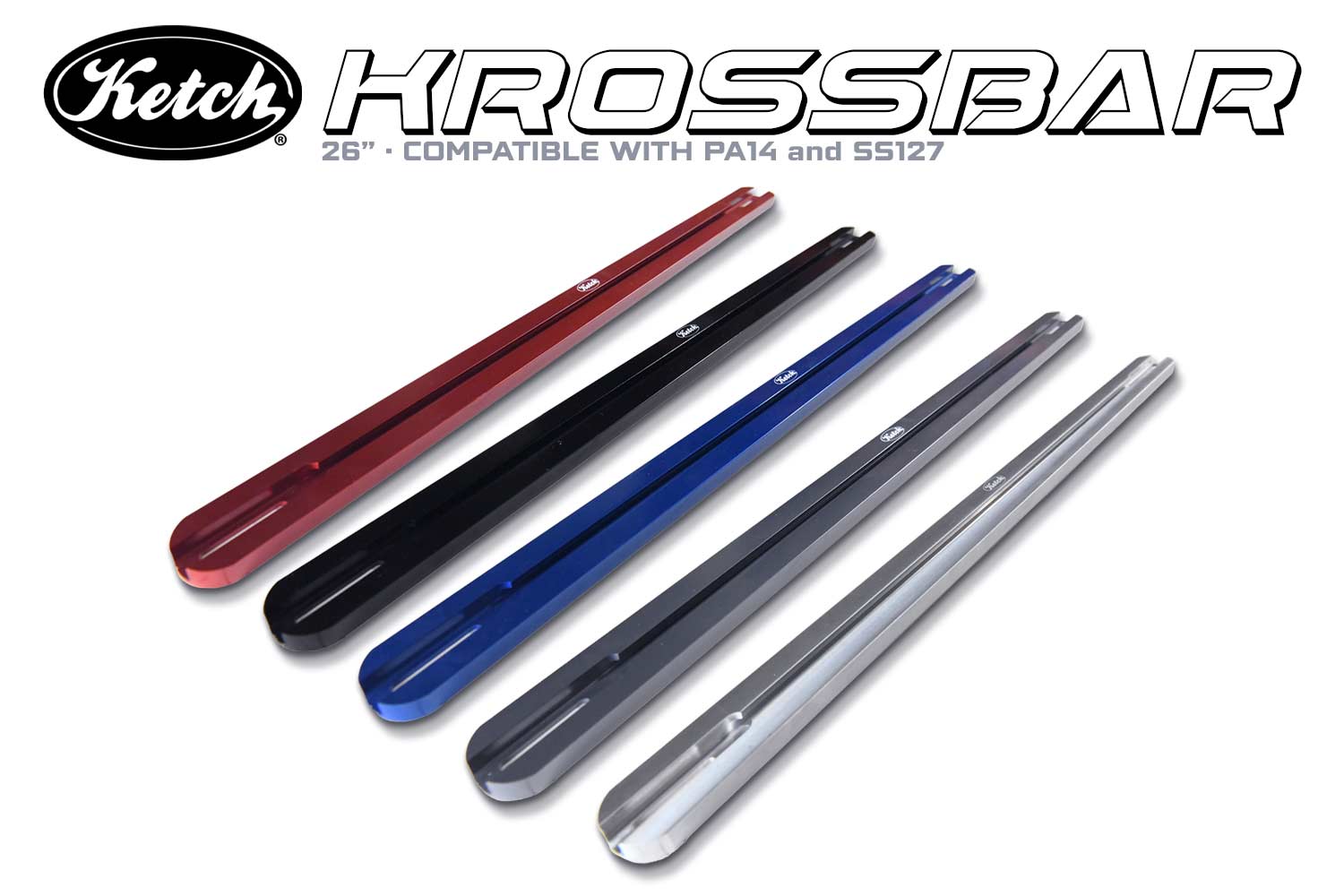 Ketch Krossbar twenty six inch kayak crossbar compatible with Hobie pro angler 14 kayaks, Bonafide SS127 kayaks, and NuCanoe Unlimited Kayaks.