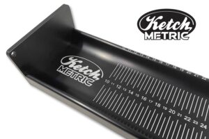Ketch X Metric fish measuring board, black 80 centimeters long, for international customers.
