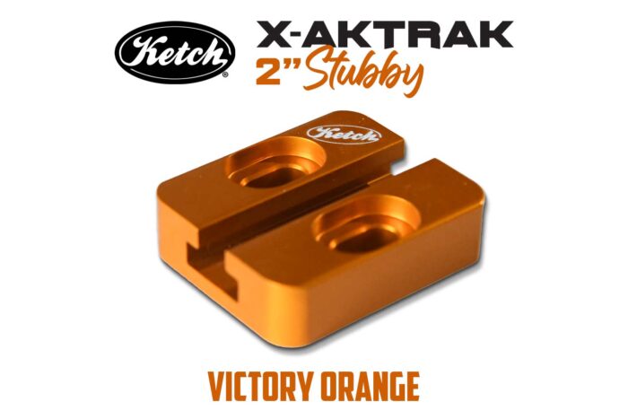 Ketch X-Aktrak Heavy Duty 2 inch Stubby t-track in Victory Orange anodized aluminum