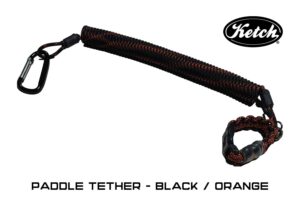 Black / Orange Ketch Paddle Tether for securing Paddle to your kayak.