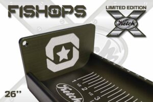 Ketch Limited Edition FISHOPS Custom engraved Fish Measuring Board 26 inches, Olive Drab Anodized Aluminum.