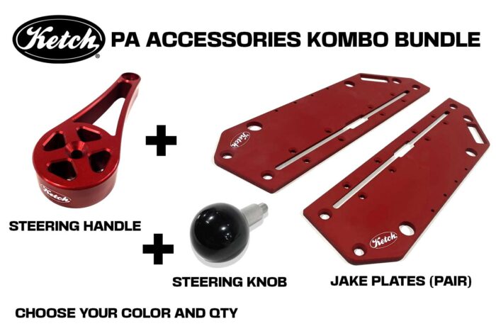 Ketch Pro Angler Accessories combo bundle including one Pro Angler steering handle, one steering knob, and one pair of Jake Plates.
