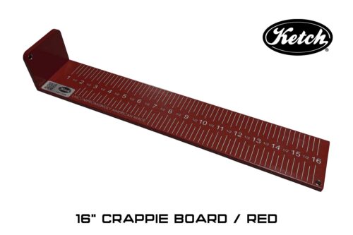Ketch 16 Inch Crappie / Panfish fish measuring stick without kradle in red powder coat.