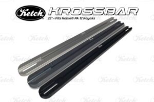 Ketch Krossbar 22 inch shown in 3 color options of Anodized Aluminum, for dual graph/fish finder mounting.