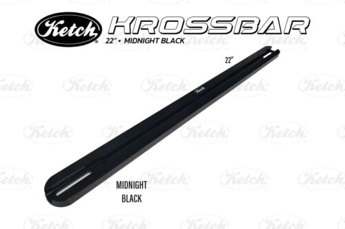 Ketch Krossbar 22 inch shown in Midnight Black Anodized Aluminum, for dual graph/fish finder mounting.