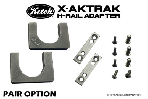 Ketch X-Aktrak H-Rail adapter pair, X-Aktrak sold separately. For mounting X-Aktrak to Hobie H-Rail on kayaks to provide a super stable mounting solution for accessories.