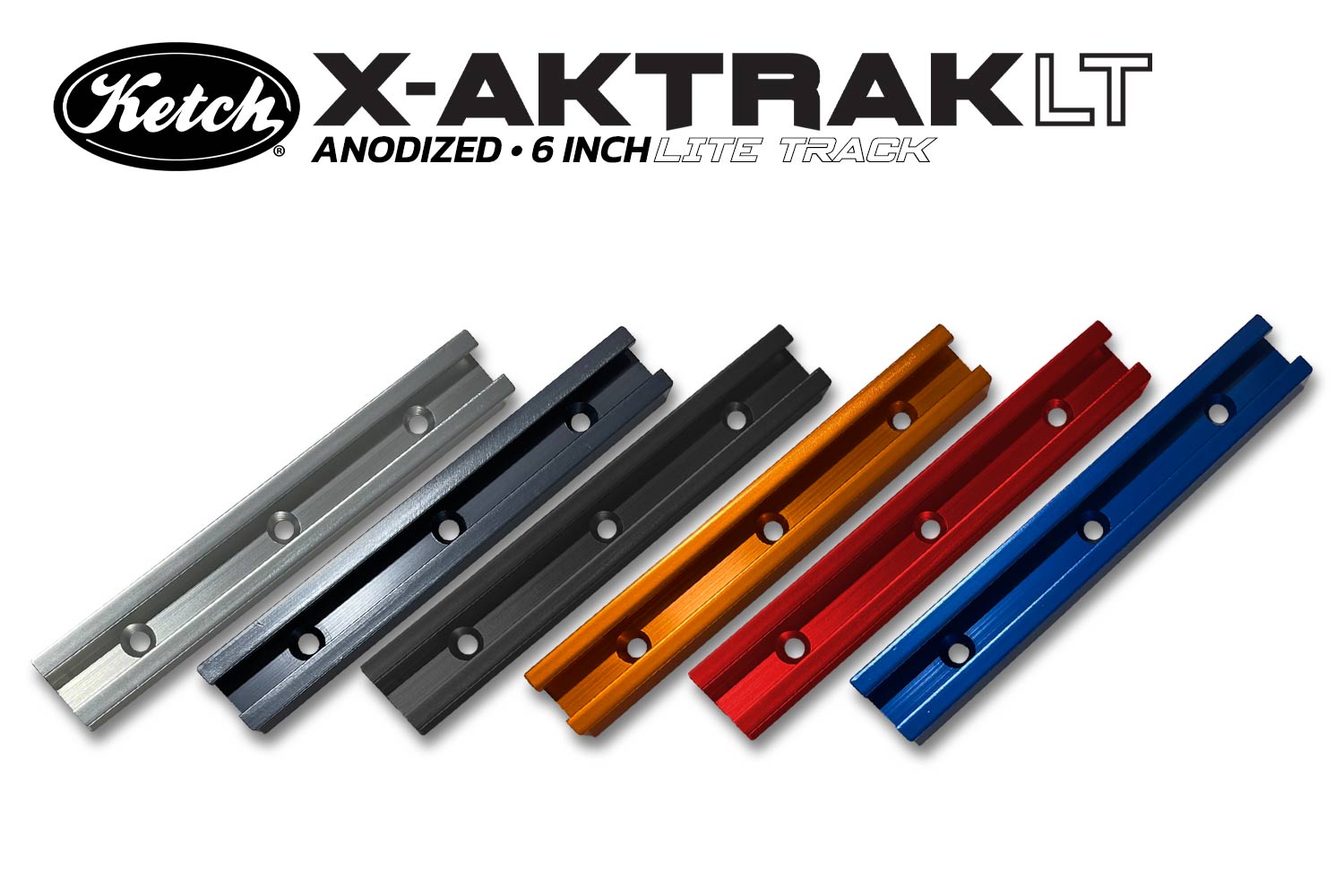 Aluminum anodized 6 inch X-Aktrak lite t-track accessory mounting solution for kayaks and other uses available in six colors.