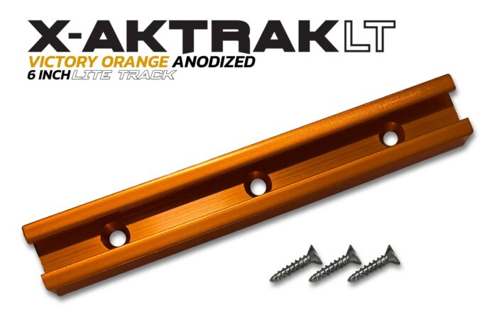 Victory Orange aluminum anodized 6 inch X-Aktrak lite t-track accessory mounting solution for kayaks and other uses.