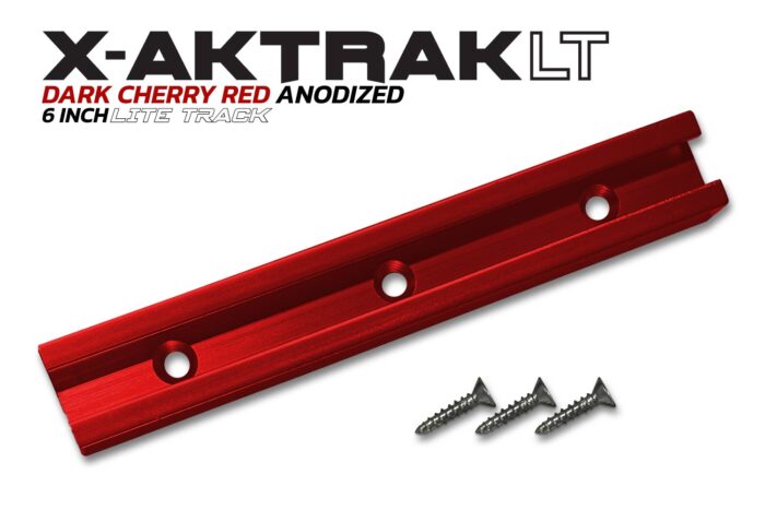 Dark Cherry Red aluminum anodized 6 inch X-Aktrak lite t-track accessory mounting solution for kayaks and other uses.