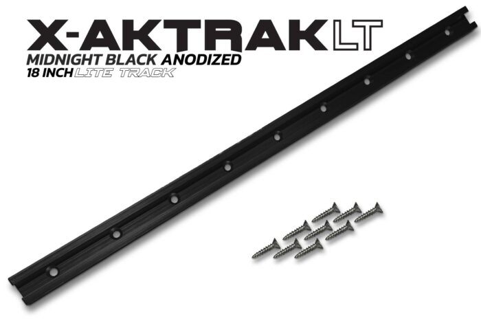 Midnight Black aluminum anodized 18 inch X-Aktrak lite t-track accessory mounting solution for kayaks and other uses.