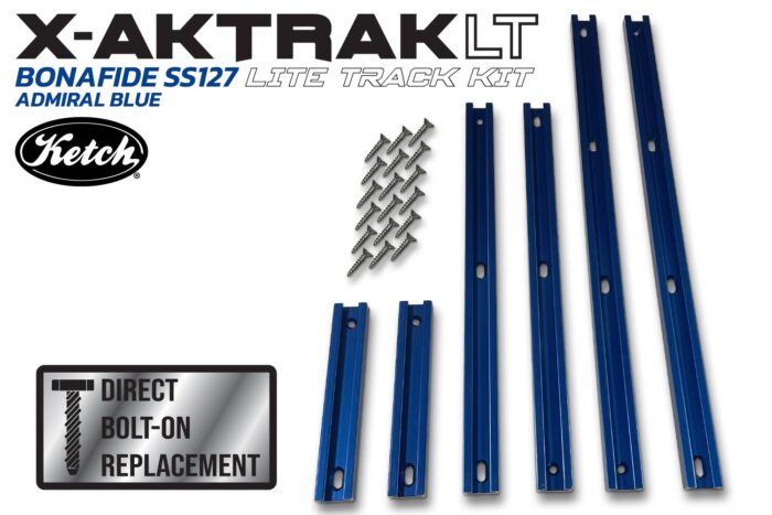 Full replacement kit of Ketch X-Aktrak lite for the Bonafide SS127 in the Admiral Blue color aluminum t-tracks.