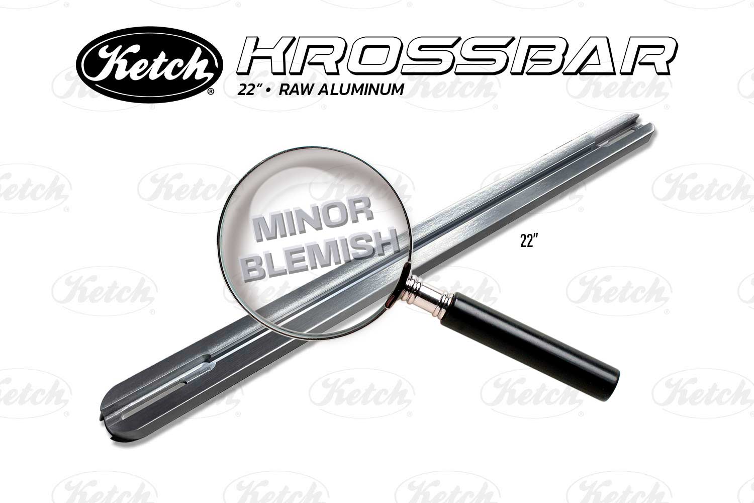 Ketch Krossbar in 26 inch size and raw aluminum with minor cosmetic blemishes.