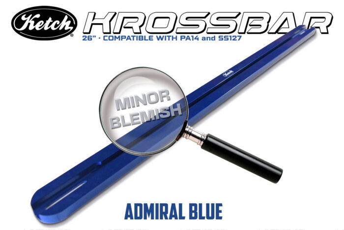 ketch Krossbar 26" with minor blemishes in the color Admiral Blue to mount as a crossbar in front of a kayak for mounting dual graphs or other accessories.