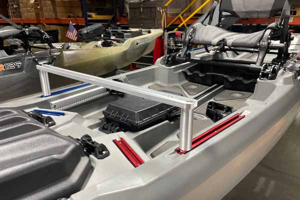 Ketch 4" Risers and Krossbar mounted on Bonafide Kayak