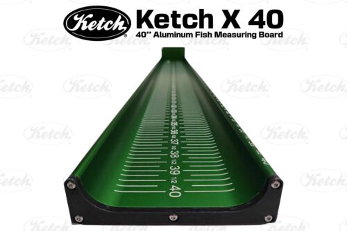 Ketch X 40, the 40" Aluminum Fish Measuring board from Ketch Products, anodized green finish and laser engraved markings to 40 inches.