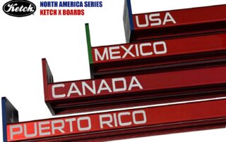 side view group photo of the Limited Edition North America Ketch X fish measuring boards.
