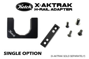 X-Aktrak H-Rail Adapter - Midnight Black Anodized, single option for mounting a 2 inch X-Aktrak Stubby or adding a 3rd H-Rail adapter to a pair (not included)