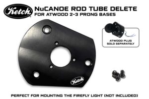 Rod Holder Delete Plate for mounting an Atwood 2 or 3 pin base, shown, but not included, made for NuCanoe Kayaks.
