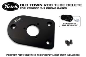 Rod Holder Delete Plate for mounting an Atwood 2 or 3 pin base, shown, but not included, made for Old Town Kayaks.