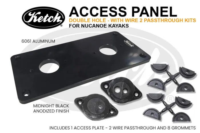 Ketch Access Plate for NuCanoe kayaks, with double wire passthroughs included.