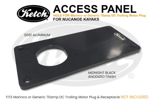 Ketch Access Panel for NuCanoe kayaks with hole for Marinco or Generic 70A Plug, not included.