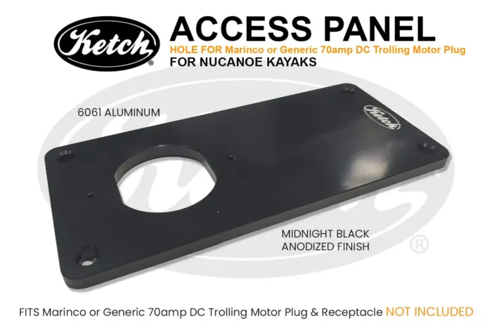 Ketch Access Panel for NuCanoe kayaks with hole for Marinco or Generic 70A Plug, not included.