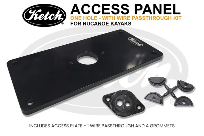 Ketch Access Panel for NuCanoe Kayaks with one hole for wire passthrough, included.