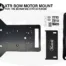 Product photo of the Ketch XTR Bow Motor Mount kit designed for the Bonafide XTR130 kayak. The image shows the main black anodized aluminum mounting plate with multiple pre-drilled holes, two support rails, a smaller Ketch-branded bracket plate, and a full hardware set including bolts, washers, and t-nuts, arranged neatly on a white background.