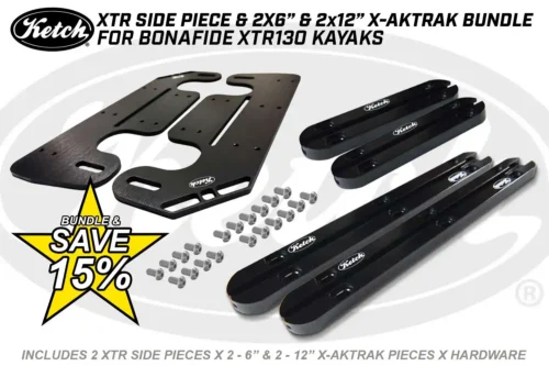Ketch XTR Side Piece Bundle with two six inch X-Aktrak and two twelve inch X-Aktrak, and the pair of Side Pieces for the Bonafide XTR 130 kayak.