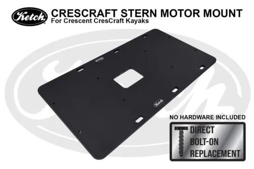 Ketch CresCraft Stern Motor Mount shown at an angled view with a direct bolt-on graphic.